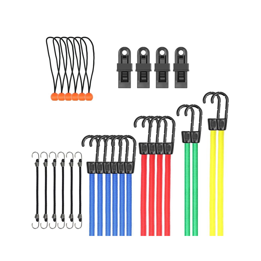 30 Piece Premium Bungee Cords Assortment Jar With Various Sizes Rope,4 Clips,6 Bungees Rope With ,Camping Usage 6034009233576