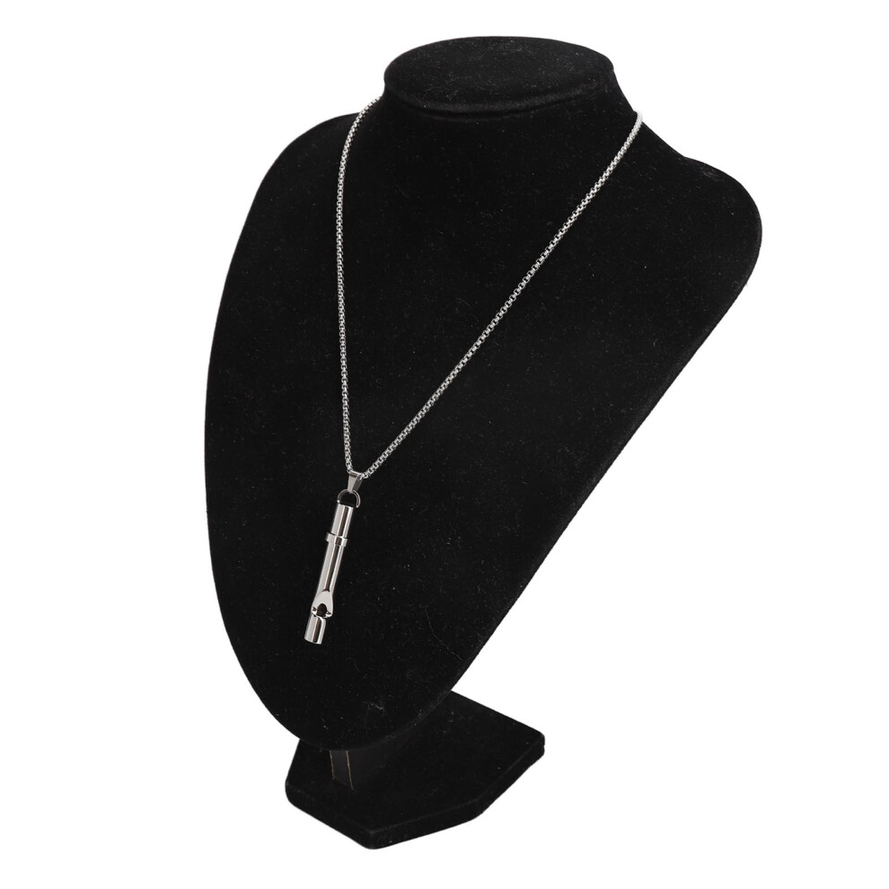 Silver Steel Whistle Shape Breathing Necklace For Stress Relief,