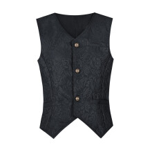 Gothic Vintage Suit Vest Men's Medieval Steampunk Tuxedo Vest Black XXL Retro Costume Formal Wedding