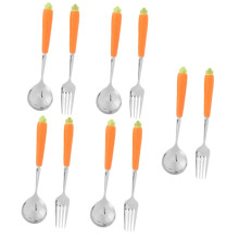 Easter Cutlery Set with Cartoon Carrot Design, Safe Smooth Edges Kids Spoon and Fork for Lunch Box