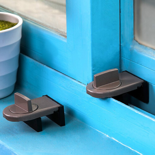 Aluminium Alloy Adjustable Sliding Window Locks Window-Brown 2