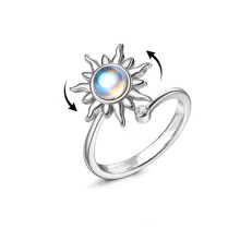 Verstellbarer Anti-Stress-Ring mit drehbarer Blume Silver
