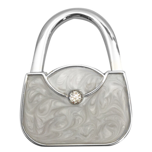 Foldable Purse Hook Portable Handbag Holder Table Edge-White