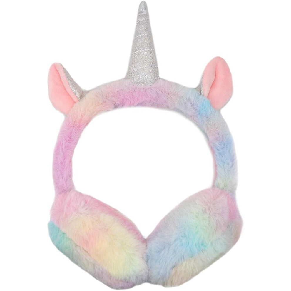 Chic Sequin-Adorned Unicorn Earmuffs, Portable Plush Ear Warmers With Foldable Design For All-Day Comfort