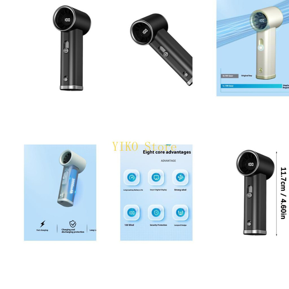 K32c Handheld Usb Fan 3000Mah Long Battery Smooth Speed Control Digital Screen Energy Efficient 6935161438338