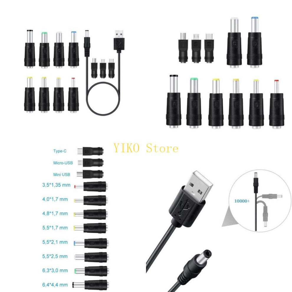 K32c 11 In1 5V Usb To 5.5X2.5mm Plug Power Cable Connector For Cellphone Led 6935161435535