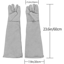 Luvas para Manuseio de Animais, Resistentes a Mordidas e ao Calor, em Couro Bovino, com Proteção Reforçada contra Arranhões, Luvas de Trabalho
