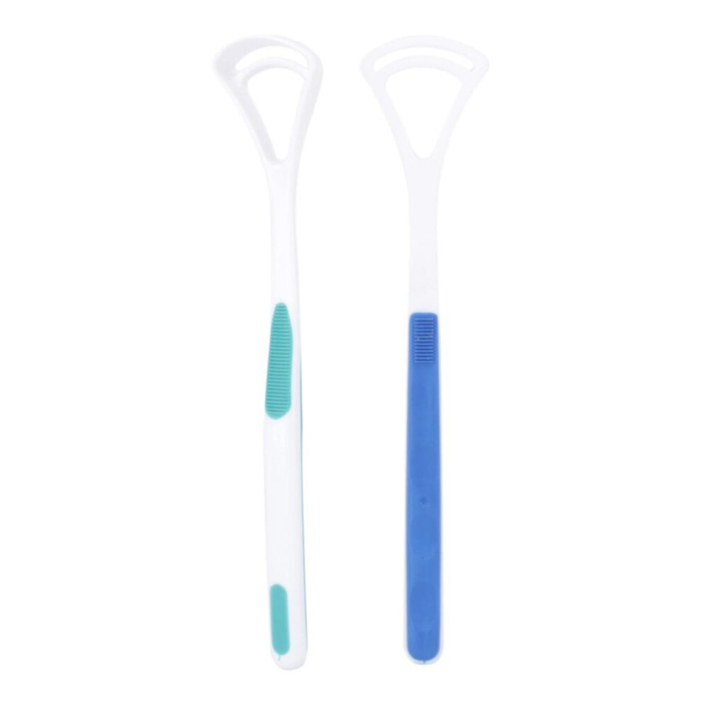 2Pcs Oral Care Tongue Cleaner Brushes for Adults, Plastic