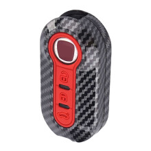 DWCX 3-Knopf-rotes Tastenpad Fernbedienung Schlüsselanhängerhülle Gehäuse passend für Fiat 500 Abarth Ducato Punto Doblo