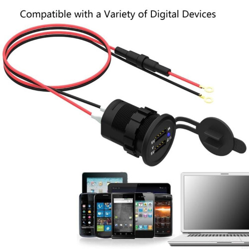 K32C IP66 Impermeável 12V para Conector e Ficha Conversora USB DC 2 para Veículo 1