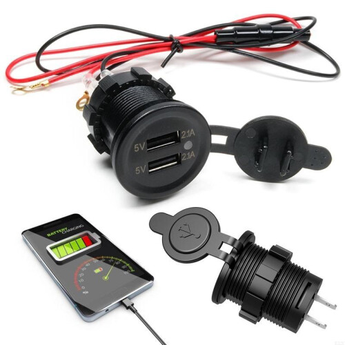 K32C IP66 Impermeável 12V para Conector e Ficha Conversora USB DC 2 para Veículo 2
