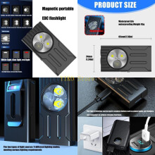 K32C Multifunktionale LED-Taschenlampenbasis USB-wiederaufladbare LED-Taschenlampe zum Camping