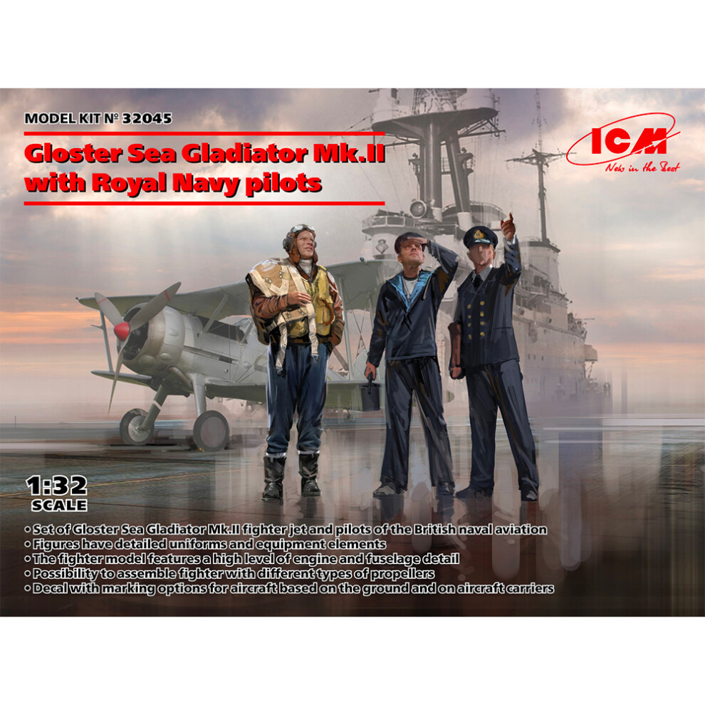 Icm Icm32045 - 1:32 - Gloster Sea Gladiat Or Mk.ii W/ Royal Navy Pilot