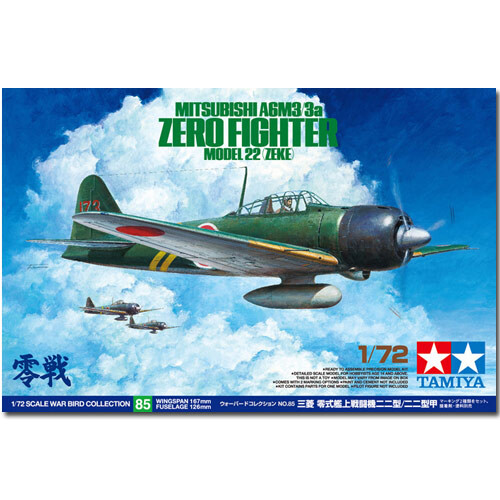Tamiya A6M3/3A ZERO MODEL 22 ZEKE - 1/72 Aircraft Model Kit - Tamiya 60785