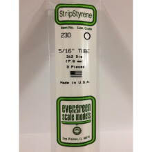 EverGreen EVG230 0.31 in. Styrene Tube Railroad Scratch Building Supply, White