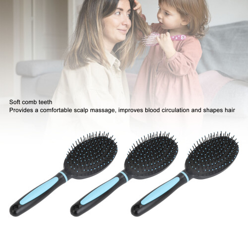 3Pcs ABS Oval Paddle Hair Brush Set, Soft Comb Teeth, Static-Free 2