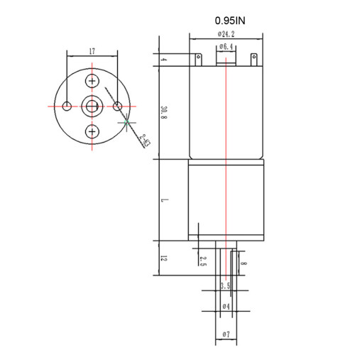 12~1360 RPM Micro Speed Geared Motor Eccentric Output-26 12V 2