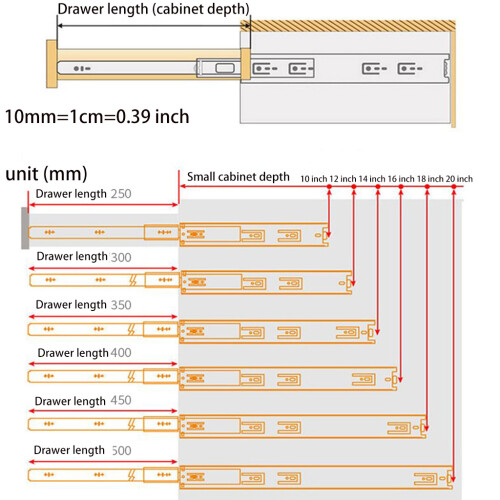Laderails voor kast Stalen ladegeleiders-Buffer 18 inch 45 cm 1