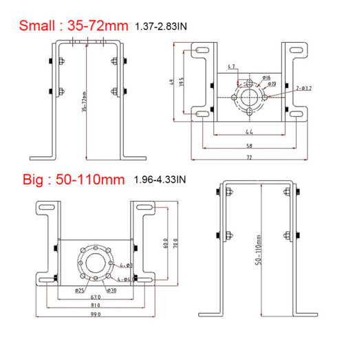 Moteurs antirouille fixes pour siège, support de moteur-50-110mm 2