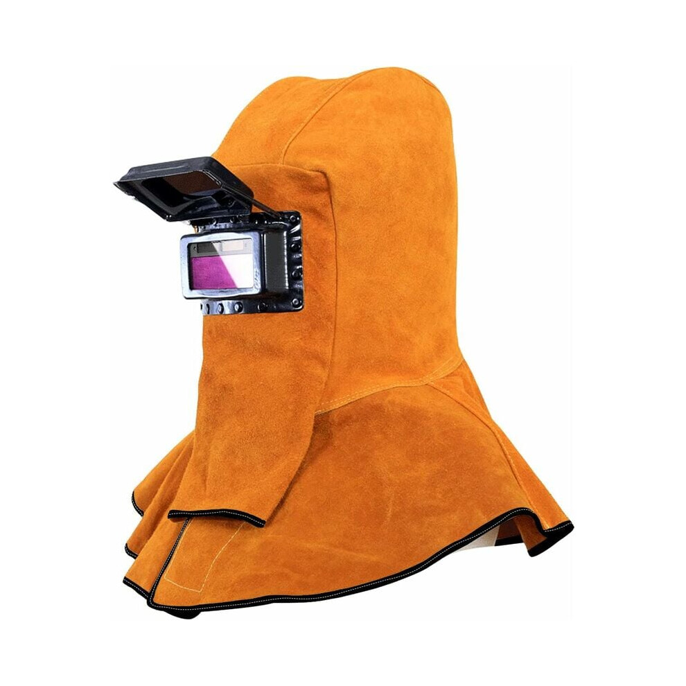 Cowhide Leather Welder Hood, Solar Auto Darkening Filter Lens, Ergonomic Welding Helmet Protective Gear For Professional Welders, Circumference Up To 9468298655011