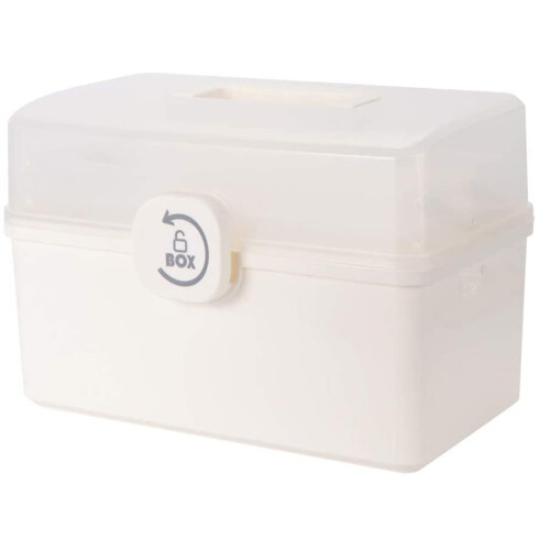 Portable First Aid Storage Solution, Moisture Proof Durable Lightweight Box With Adjustable Compartments And Carry Handle For Multi-functional Storage