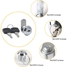 Sturdy Hardware Locks for Cabinet, Drawer Security Cylinder Cam Lock with Keyed Different Feature, Nickel Plated Zinc Alloy Swing Tab, Suitable for