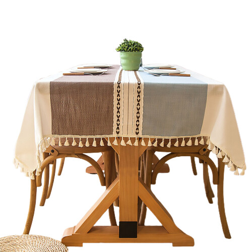 Cotton Linen Table Cloth, Breathable & Reusable Rectangular Tablecloths with Modern Simple Stripe, Easy Care for Everyday Use