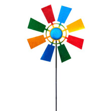 Windspiele für den Außenbereich zur Dekoration von Garten und Hof, kinetische Kunst-Windspiele, farbenfrohe Metallwindmühle mit reflektierender