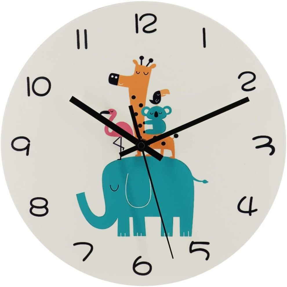 Modern Animal-Themed Clock, Silentnonticking Quartz Movement Ensures Quiet Ambience, Easyreadlargenumbers On A Background For Children's Beige