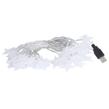 Decoratieve sterrenlichtslinger, warm wit, 40 LED's, USB-voeding, vijfpuntige stervormige lampjes voor diverse gelegenheden zoals feestdagen en