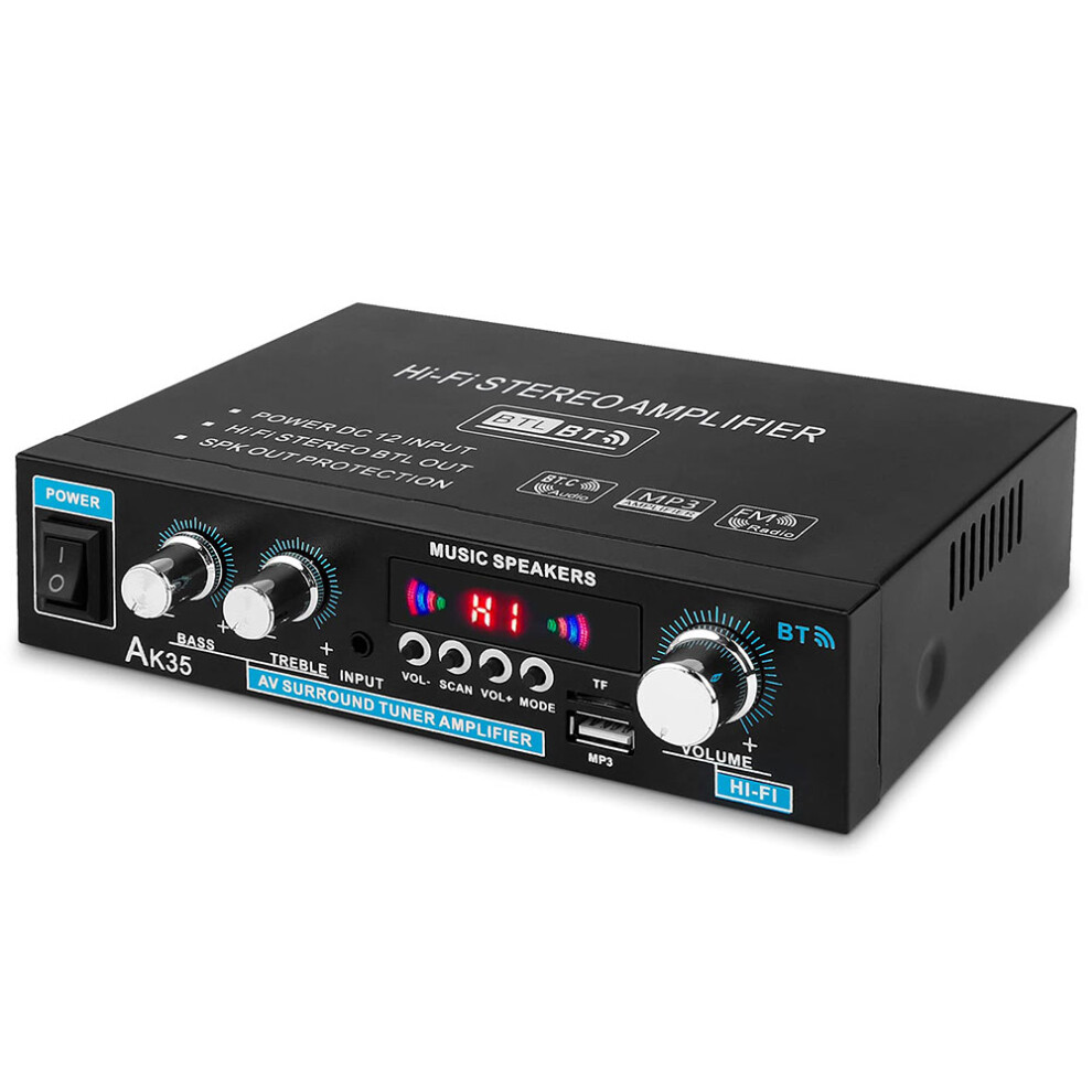 Wireless Bluetooth 5.0 Hifi Stereo Amplifier, Great Sound For Home Audio Receivers, Easy Operation With Multiple Input Options And Bass & Treble 9128293818629
