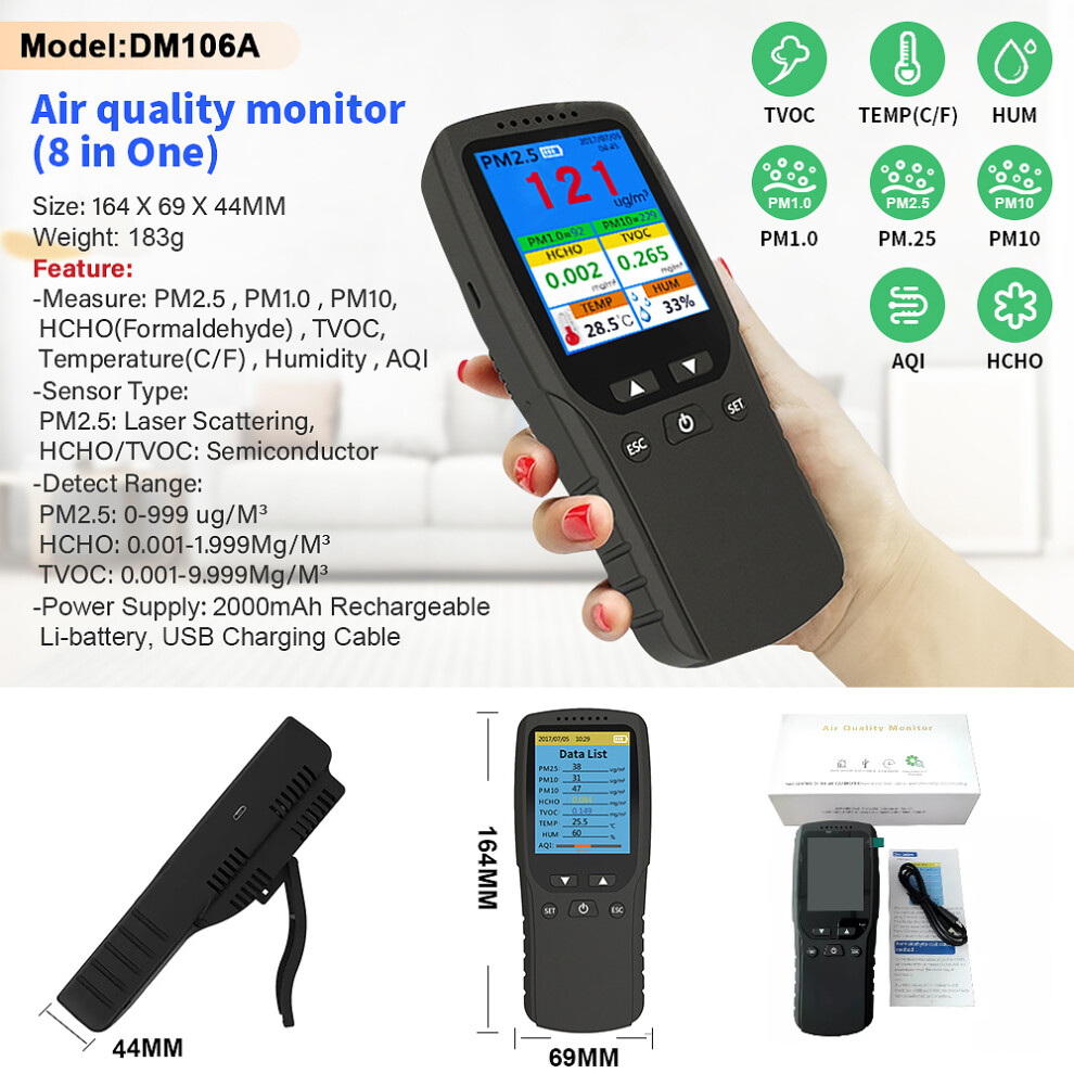 Tragbarer PM2.5-Detektor für den Innenbereich,