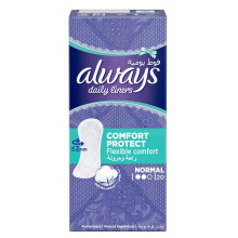 Always Daily Liners Com |t Protect Normal Pantyliners | Everyday Freshness, - Pack of 20'S