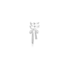 S925 Silver Ribbon Bow Ear Cuff, No-Piercing Luxury Ear Clip for Women