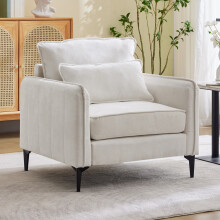Single Sofa Armchair, Beige White