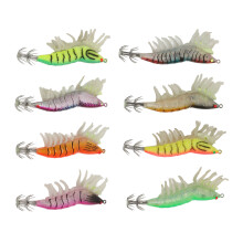 8 Stück Leuchtende Silikon-Garnelen-Köder 3,0#, 3,5# für Tintenfisch & Oktopus