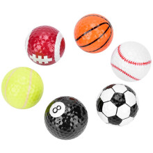 Pattern Golf Balls Set of 6, Funny Assorted Golf Balls with Basketball, Football, Baseball, Tennis, and Billiards Designs for Indoor Outdoor Training