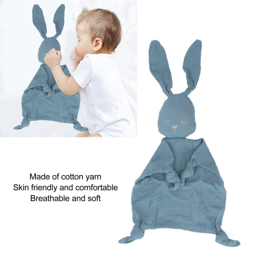 Baby Blue Double Layer Yarn Security Blanket - Soft Absorbent Toy 2