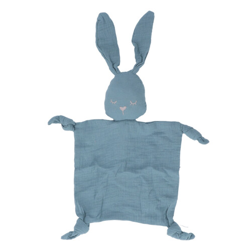 Baby Blue Double Layer Yarn Security Blanket - Soft Absorbent Toy 1