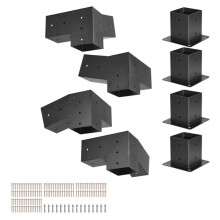 Kit de fixation pour pergola - DUOKU - SSAC8 - Compatible poteaux 92x92 mm - Acier 2 mm - RevĂŞtement noir anti-corrosion