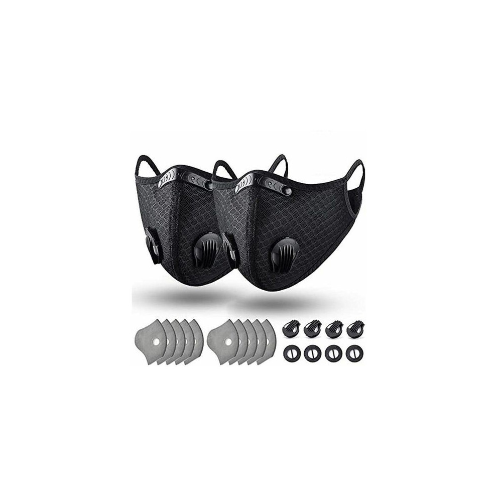 Reusable Washable Face Mask for Outdoor Sports, Dustproof Windproof Sport Mask with Breathable Fabric and Replaceable Activated Charcoal Filter, Adjus