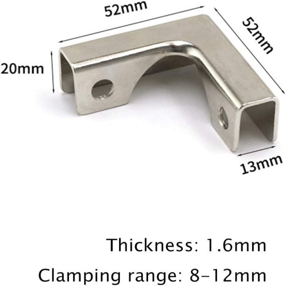 Glass Fixing Clip For 8Mm To 12Mm Glass Panels, Reinforced Aluminum Alloy Corner Braces With Non-Slip Fixing Screws, Metal Glass Connectors For 9128293493079