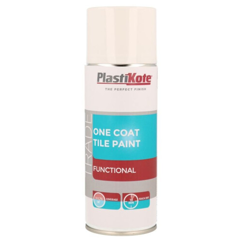 PlastiKote PlastiKote - One Coat Tile Paint 400ml Spray - White