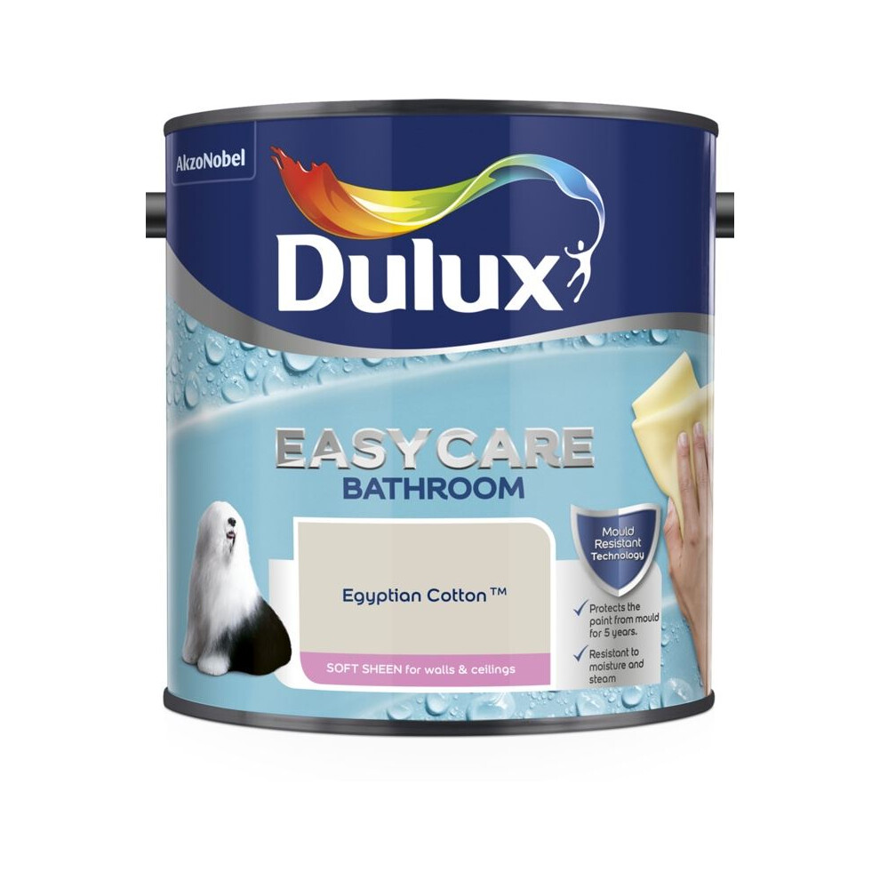 Dulux Easycare Bathroom Plus Soft Sheen Paint, Egyptian Cotton, 2.5 Litre