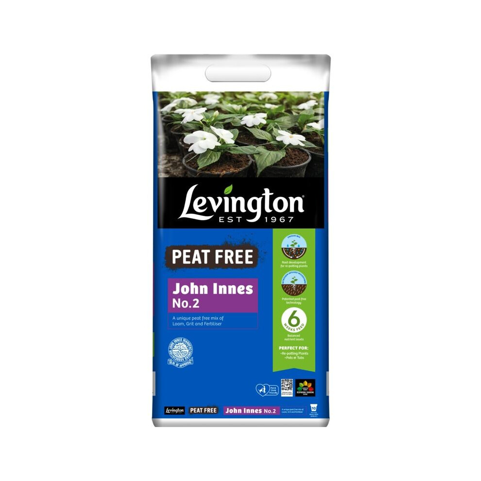 Levington 10L John Innes No 2 Compost Peat Free Repotting Seedling