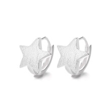 S925 Brushed Star Earrings, Matte Five-Point Star Ear Cuff for Women