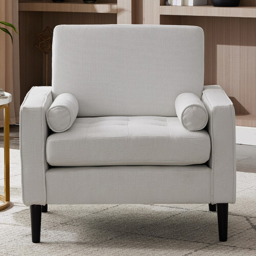 Living And Home Mid-Century Single Sofa Armchair, Beige 1