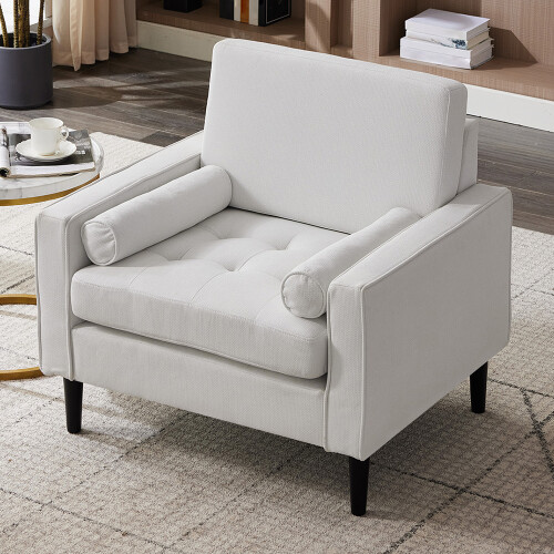 Living And Home Mid-Century Single Sofa Armchair, Beige