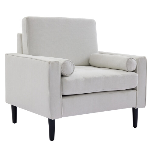 Living And Home Mid-Century Single Sofa Armchair, Beige 2