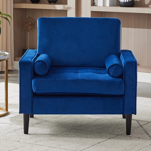 Living And Home Mid-Century Single Sofa Armchair, Blue 1